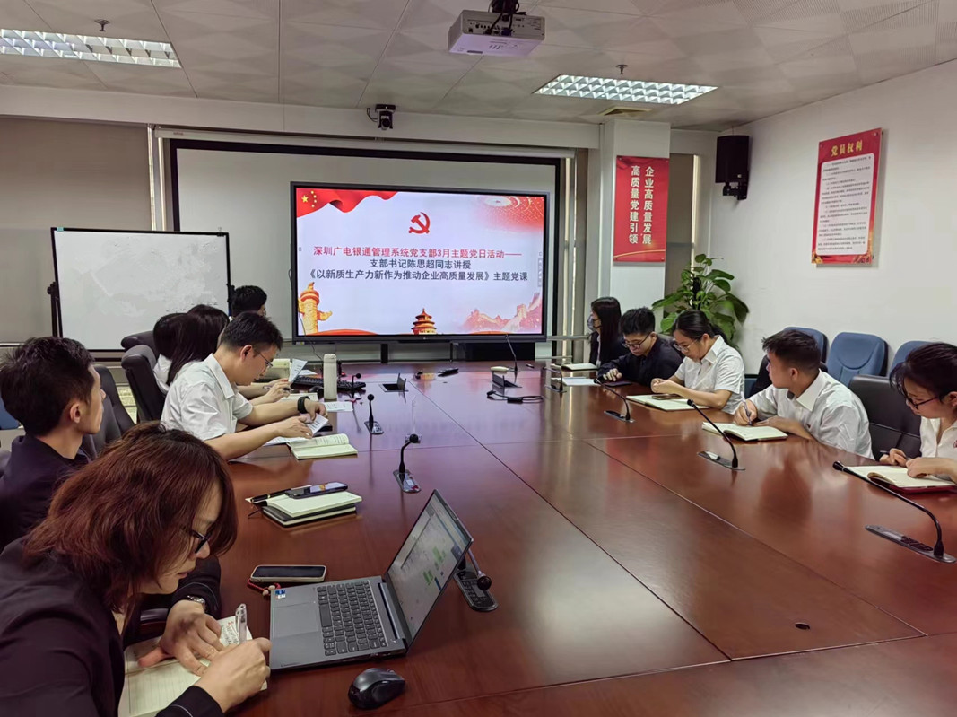“深入學(xué)習(xí)貫徹兩會精神，深悟細(xì)研新質(zhì)生產(chǎn)力” ——廣電銀通黨總支下屬各黨支部開展專題黨課活動
